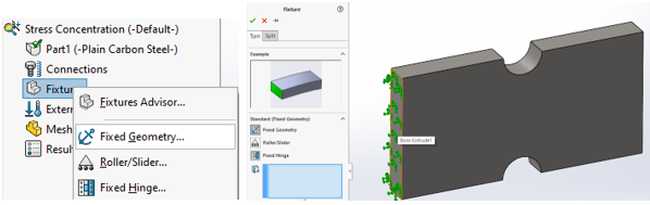 Face selection to apply fixture