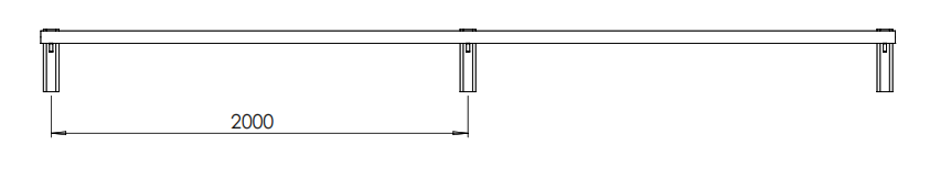 Spacing of 2.0m between stanchions [three stanchions in this figure]