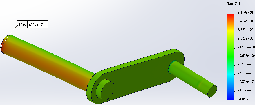 maximum shear stress on point A, 21.1ksi