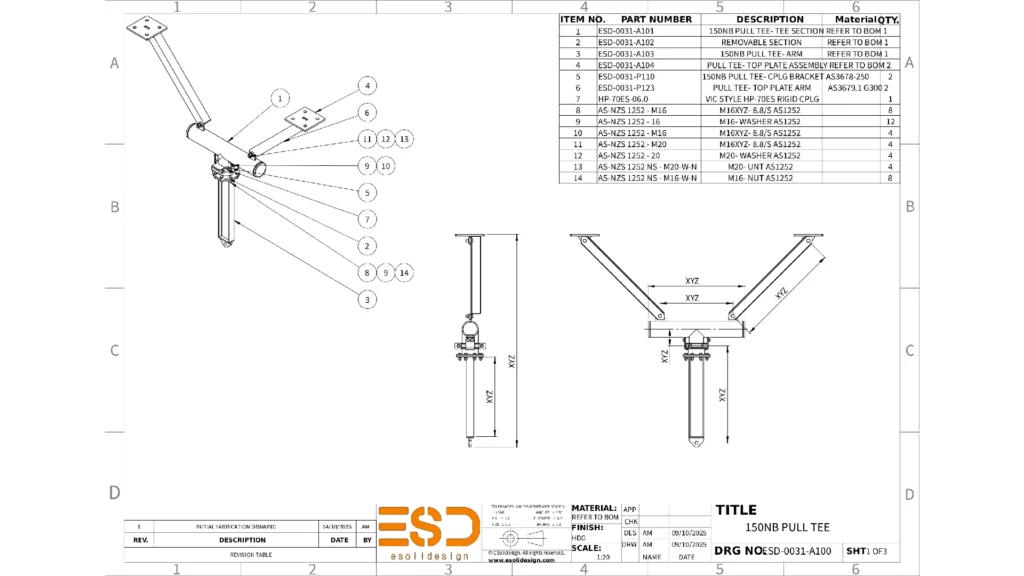Pull Tee CAD Drawing